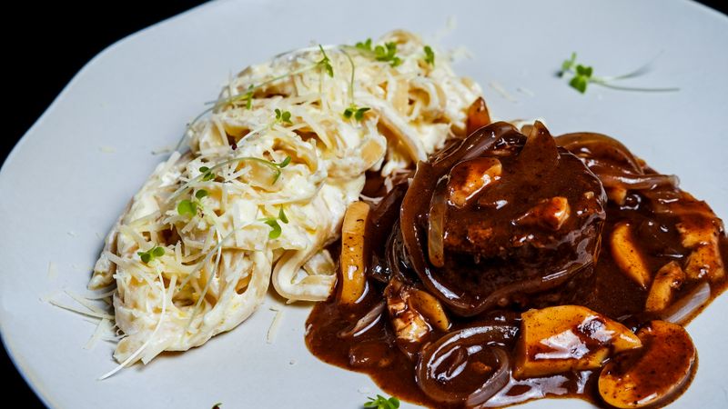 Fettuccine Alfredo pasta with creamy white sauce
